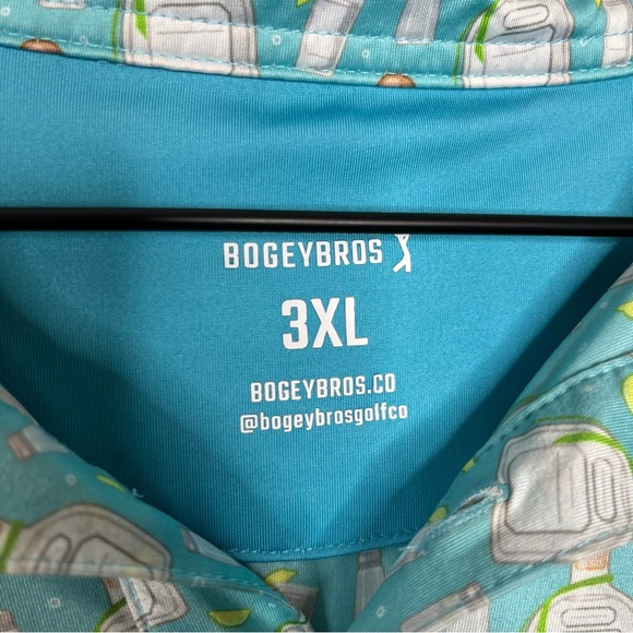Bogey Bros Tequila Men's Polo Big and Tall Size 3X Blue UPF Golf Athletic Comfy - Picture 6 of 9